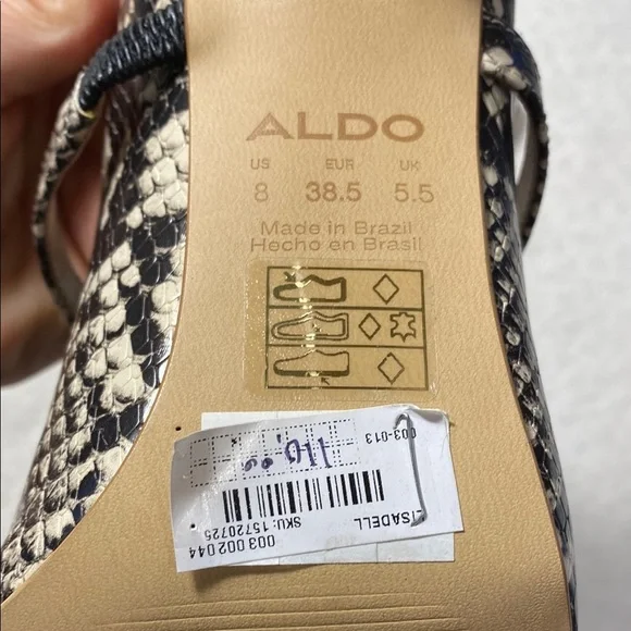 Aldo Snakeskin Patterned Black and Cream Heels with Stiletto Design Chic City - Picture 9 of 12